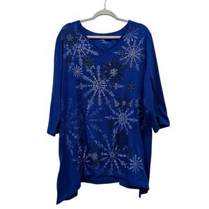 Catherines Blue Snowflake Tunic Size 1X